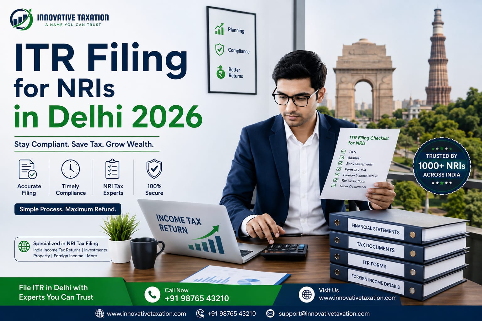 ITR Filing for NRIs in Delhi 2026 – Professional NRI income tax return filing services